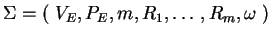 $ \Sigma=(\;V_E, P_E, m, R_1, \ldots, R_m, \omega\;)$