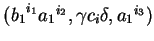 $ ({b_1}^{i_1}{a_1}^{i_2},\gamma c_i\delta,{a_1}^{i_3})$