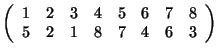 $ \left (\begin{array}{cccccccc}
1&2&3&4&5&6&7&8\\  5&2&1&8&7&4&6&3
\end{array}\right )$