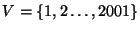 $V=\{1,2\ldots, 2001\}$