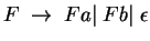 $F\;\ensuremath{\rightarrow}\;Fa\vert\;Fb \vert\; \epsilon$