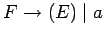 $F\ensuremath{\rightarrow} (E)\;\vert\;a$