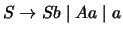 $S \ensuremath{\rightarrow}Sb\; \vert\; Aa\; \vert\; a$