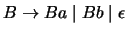 $B \ensuremath{\rightarrow}Ba \;\vert\; Bb \;\vert \;\epsilon$