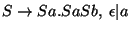 $S\ensuremath{\rightarrow} Sa\ensuremath{\mathbf{.}} SaSb,\;\epsilon\vert a$