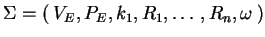 $ \Sigma=(\:V_E,P_E,k_1,R_1,\ldots,R_n,\omega\:)$