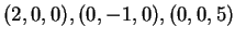 $ (2,0,0),(0,-1,0),(0,0,5)$