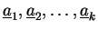 $ \underline{a}_1,\underline{a}_2,\ldots ,\underline{a}_k$