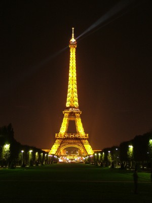 The Eiffel Tower in yellow
